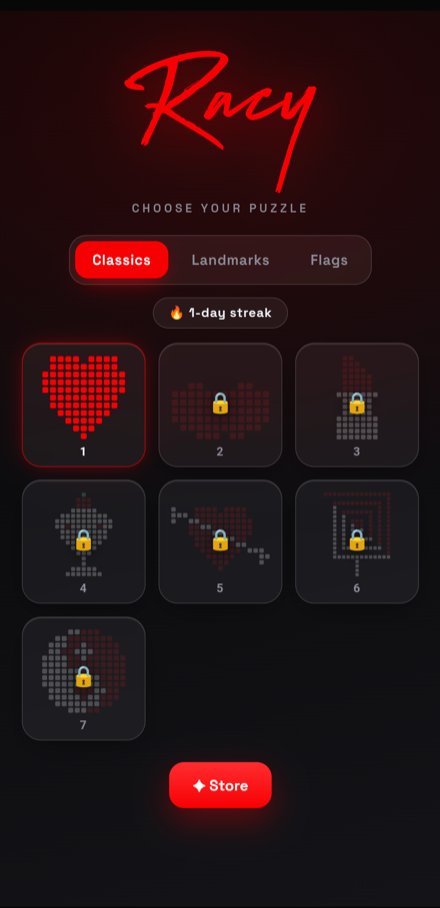 Racy Arrows home screen with puzzle packs